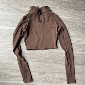 Balance Athletica Crop Long Sleeve Quarter Zip Jacket Brown SMALL